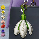 Gift For Yourself, Gift For Bestie, Gift For Wife, Gift For Women, Happy, Gift For Sisters - Custom Name Aesthetic Bag Accessories - Personalized Birth Flower Leather Charm
