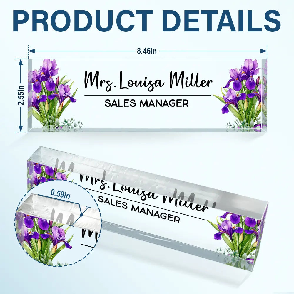Gift For Women,Gift For Bestie,Gifts For Colleagues,Non-Eng,Gift For Yourself - Custom Name And Job Title With Birth Month Flower - Personalized Desk Name Plate