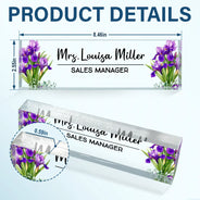 Gift For Women,Gift For Bestie,Gifts For Colleagues,Non-Eng,Gift For Yourself - Custom Name And Job Title With Birth Month Flower - Personalized Desk Name Plate