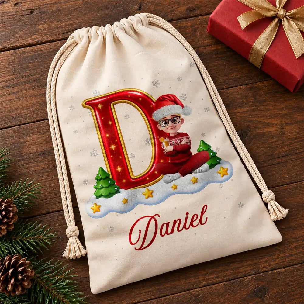 Custom Name Christmas Initial Letter With Character Gift For Family Ki ...