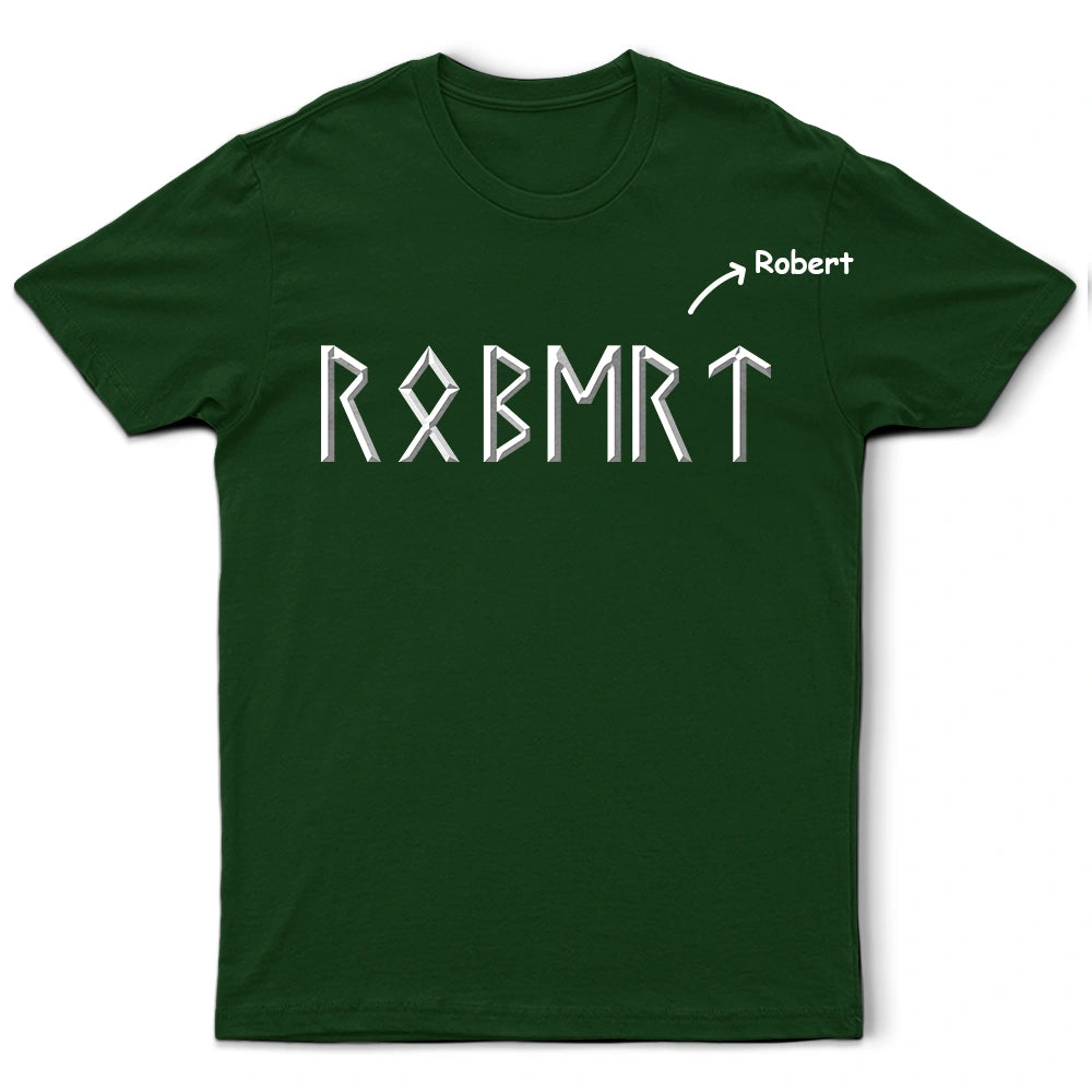 Gift For Yourself,Happy - Custom Name In Viking Runes Warrior Camping Hiking - Personalized T Shirt