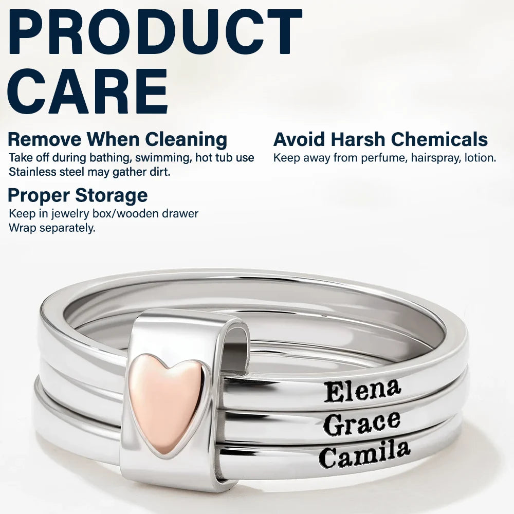 Gift For Wife,Gift For Girlfriend,Gift For Yourself,Gift For Women,Gift For Mother,New Mom,Gift For Bestie,Gift For Sisters,Happy - Custom Name Jelwery For Women Girlfriend Wife Mom And Besties - Personalized Heart Stacking Rings
