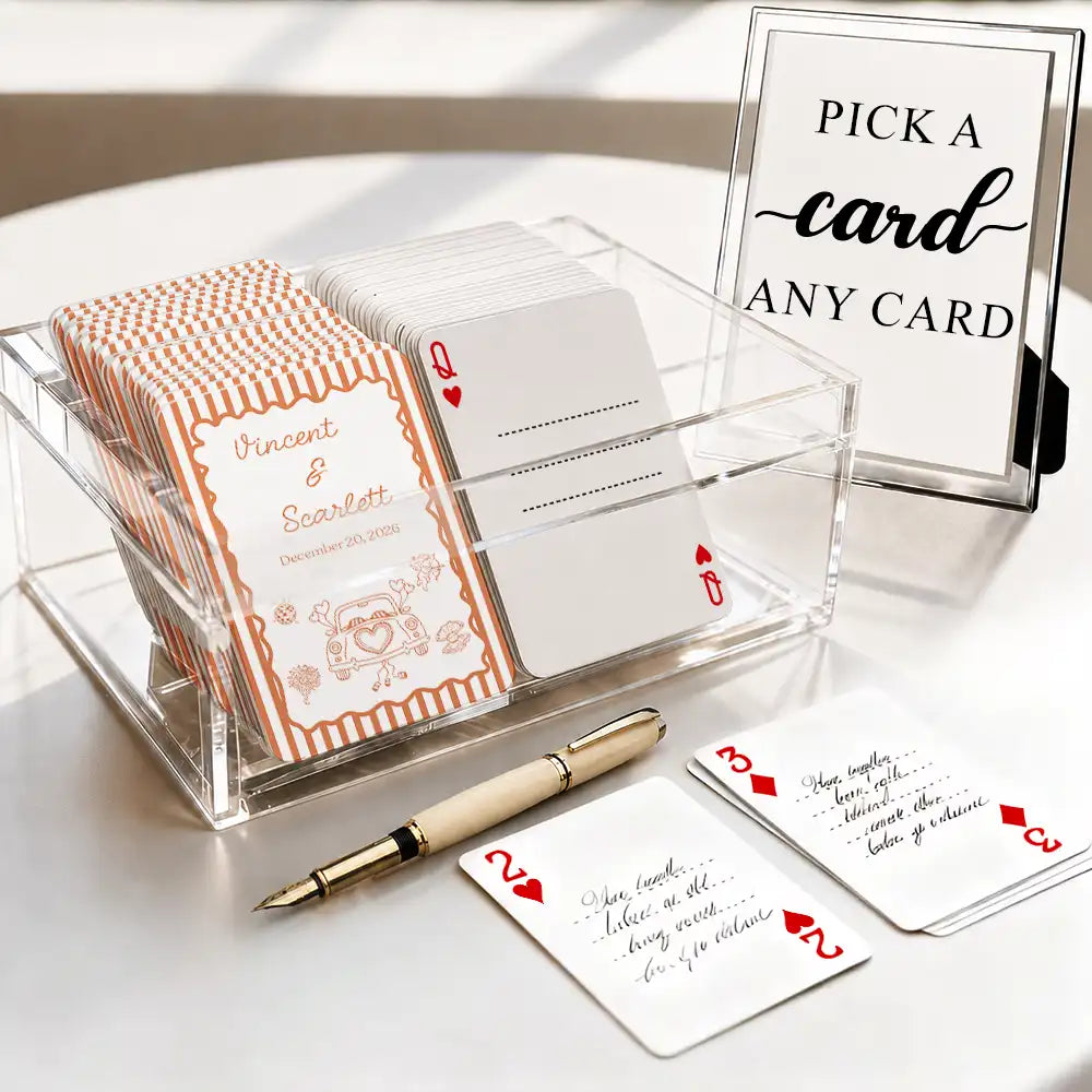 Romantic,Gift For Couples,Wedding,Icon,Custom Text - Custom Name Wedding Minimal Stripes Guest Book - Personalized Playing Cards