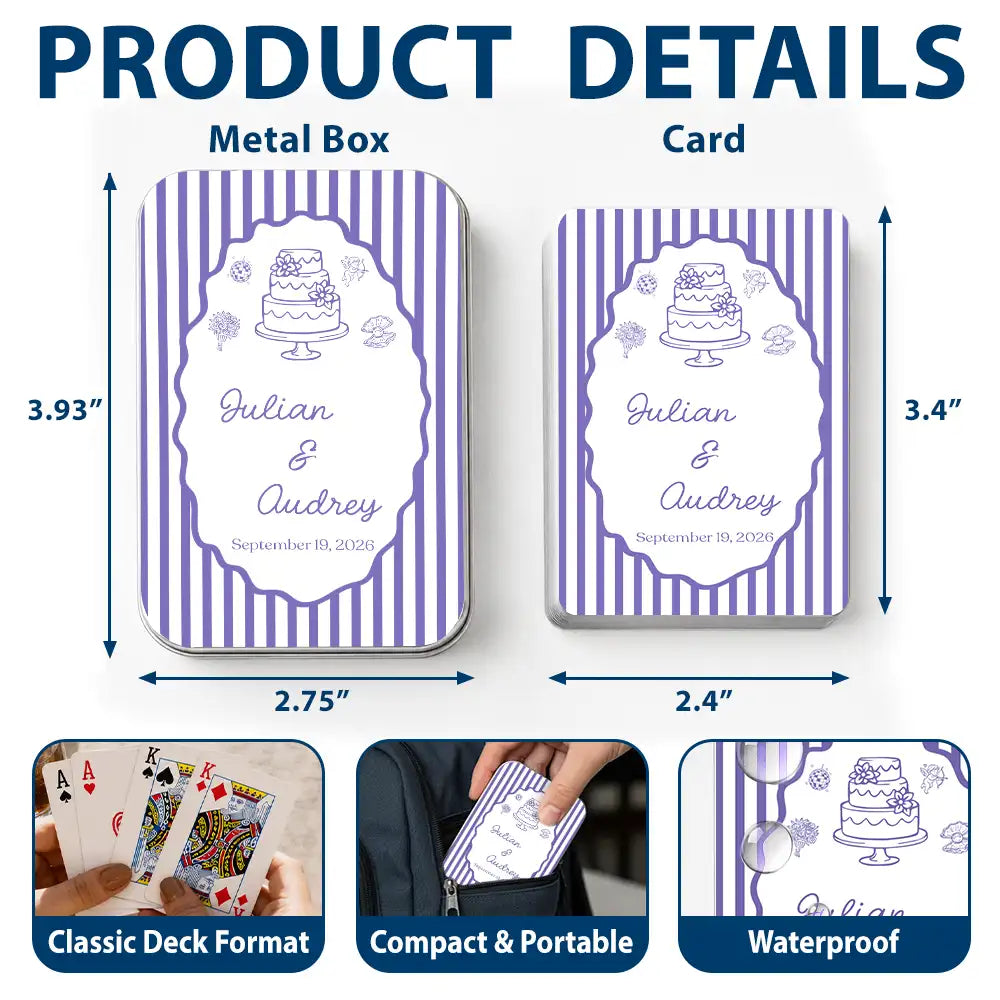 Romantic,Gift For Couples,Wedding,Icon,Custom Text - Custom Name Wedding Minimal Stripes Guest Book - Personalized Playing Cards