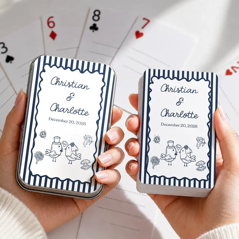 Romantic,Gift For Couples,Wedding,Icon,Custom Text - Custom Name Wedding Minimal Stripes Guest Book - Personalized Playing Cards