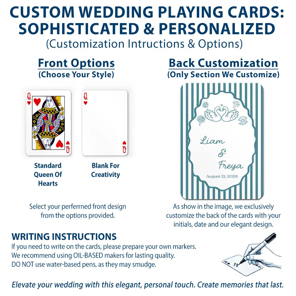 Romantic,Gift For Couples,Wedding,Icon,Custom Text - Custom Name Wedding Minimal Stripes Guest Book - Personalized Playing Cards