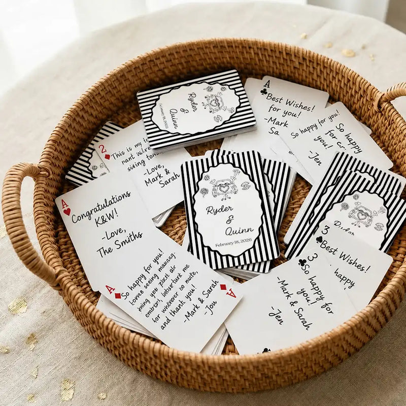 Romantic,Gift For Couples,Wedding,Icon,Custom Text - Custom Name Wedding Minimal Stripes Guest Book - Personalized Playing Cards