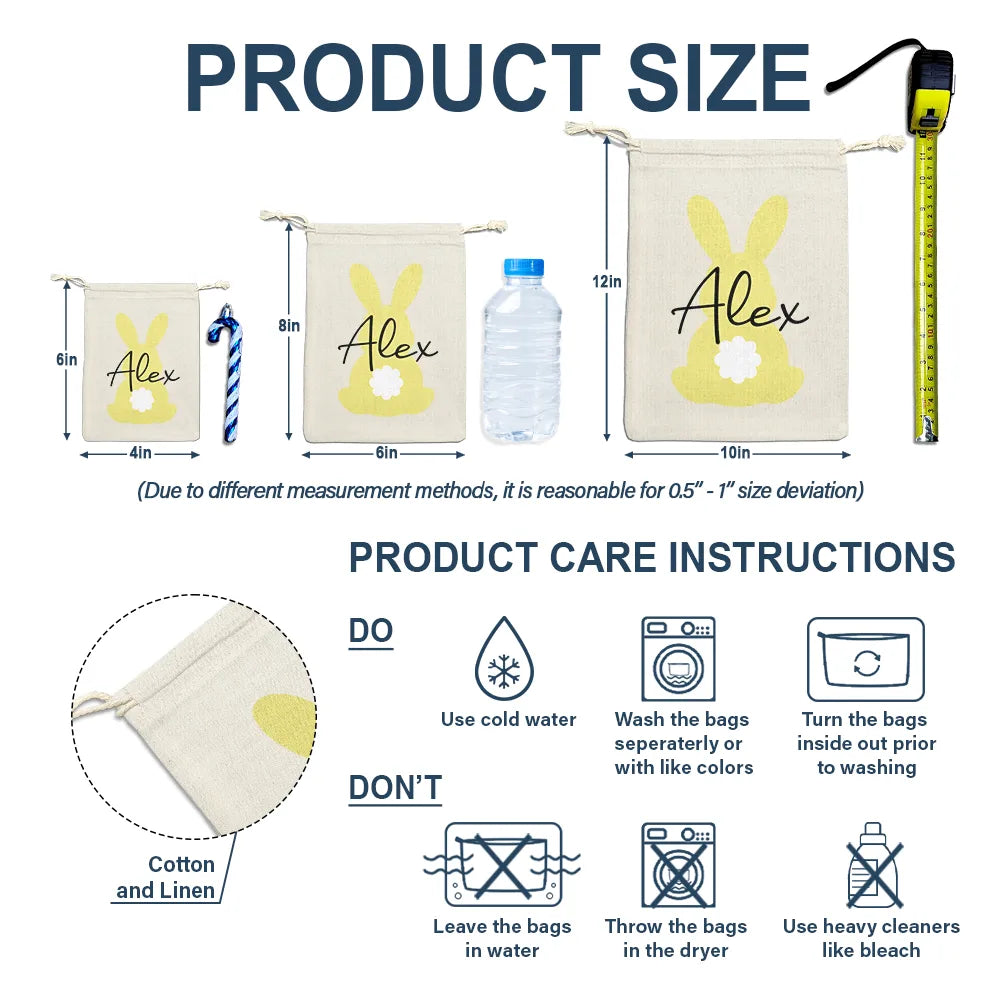 Grandpa,Gift For Kids,Grandma,Grandkids,Gift For Grandkids,Parents,Dad,Mom,Children - Custom Name With Backside Bunny - Personalized Favor Bag