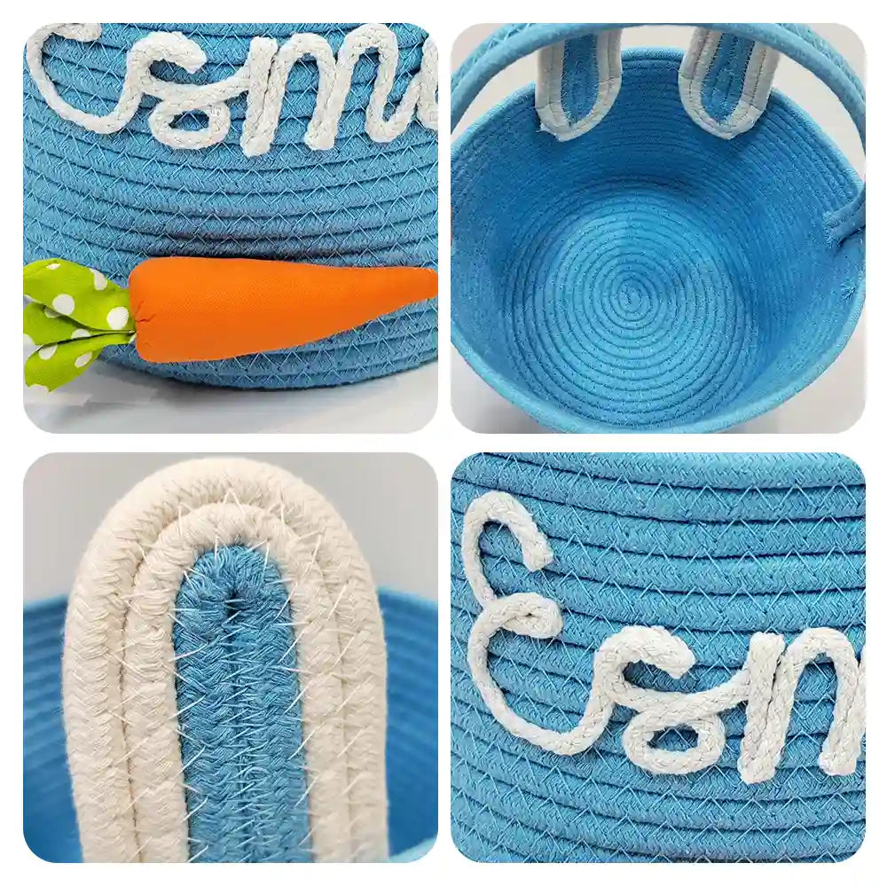 Gift For Kids,Grandpa - Grandkids,Grandma - Grandkids,Gift For Grandkids,Dad - Children,Mom - Children,Easter,Happy - Custom Name With Carrot Bunny Ears - Personalized Easter Basket