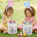 Gift For Kids,Grandpa,Grandkids,Grandma,Grandkids,Gift For Grandkids,Easter - Custom Name With Easter Bunny Alphabet Letters - Personalized Bunny Ears Bucket Bag