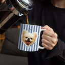 Pet Lovers,Pet Mom,Pet Dad,Dog Lovers,Dog Mom,Dog Dad,Custom Photo - Custom Outline Photo Dog Cat Stripe Colors - Personalized White Edge-to-Edge Mug