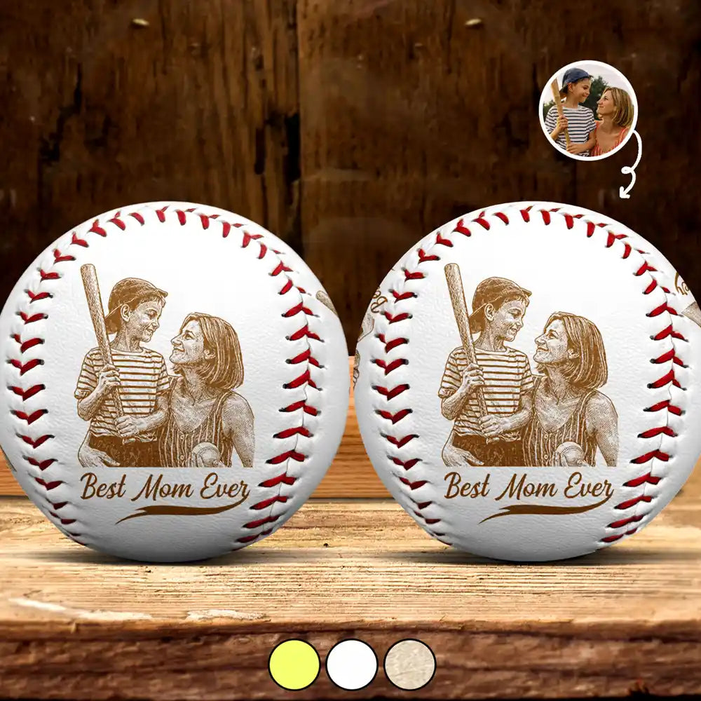 Gift For Mother, Sport Mom, Baseball, Happy - Custom Photo Pencil Sketch Best Mom Ever - Personalized Baseball, Softball