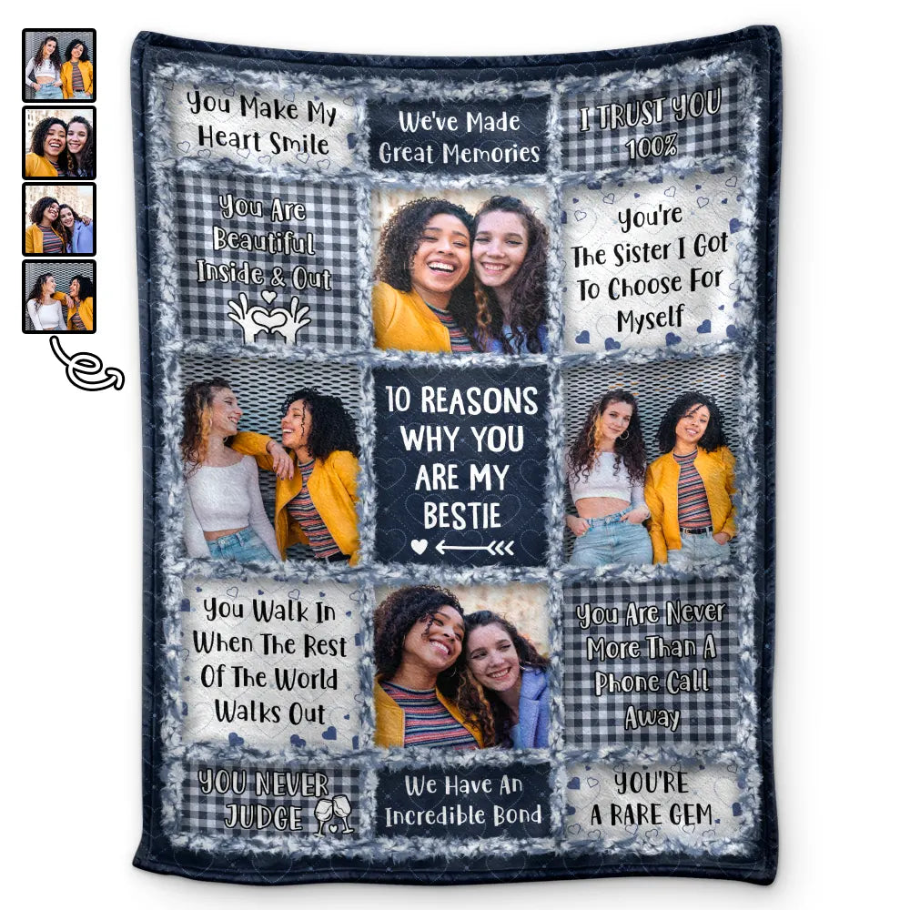 Custom Photo 10 Reasons Why You Are My Bestie - Personalized Fleece Blanket, Sherpa Blanket
