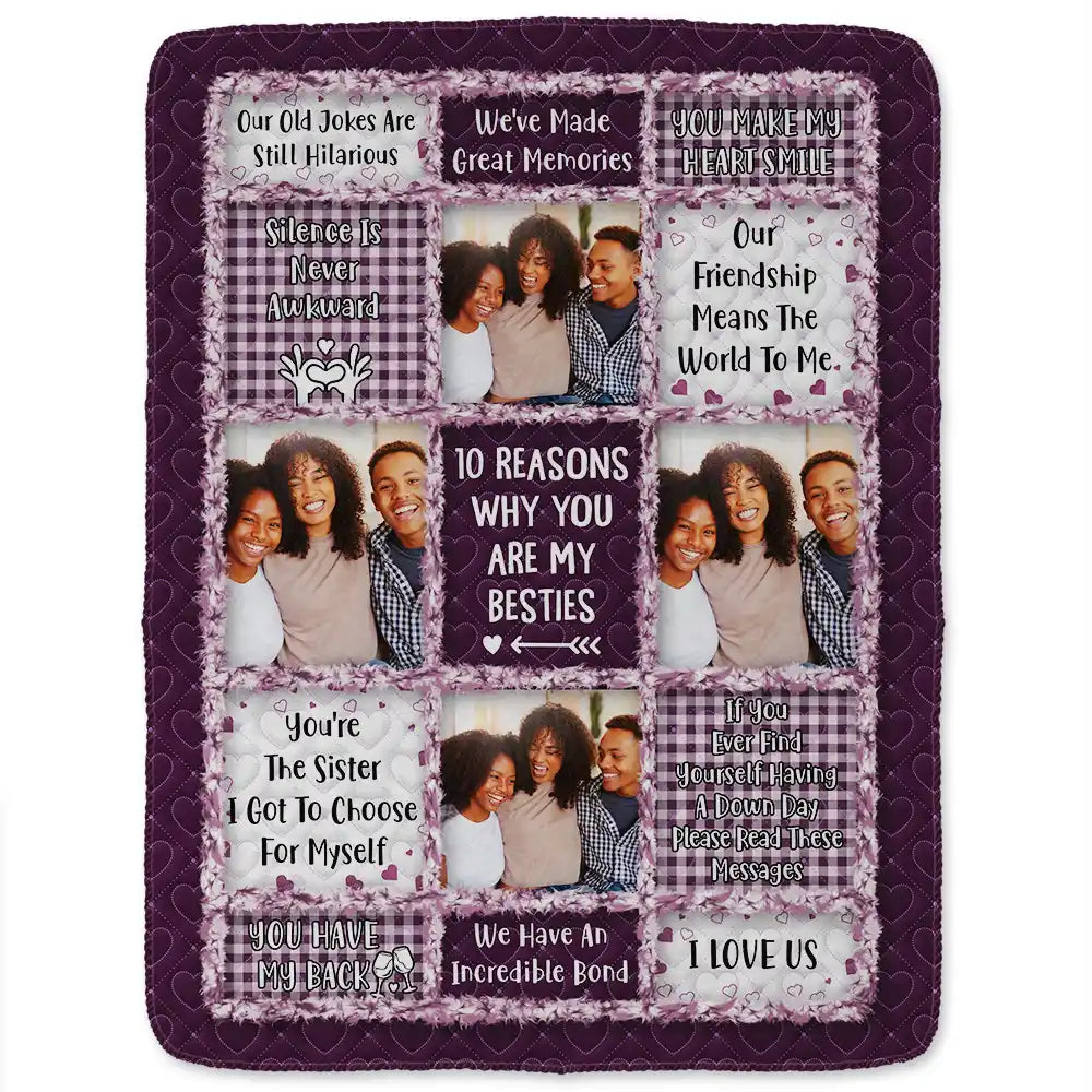 Gift For Bestie,Gift For Women,Christmas,Happy - Custom Photo 10 Reasons Why You Are My Bestie - Personalized Fleece Blanket, Sherpa Blanket