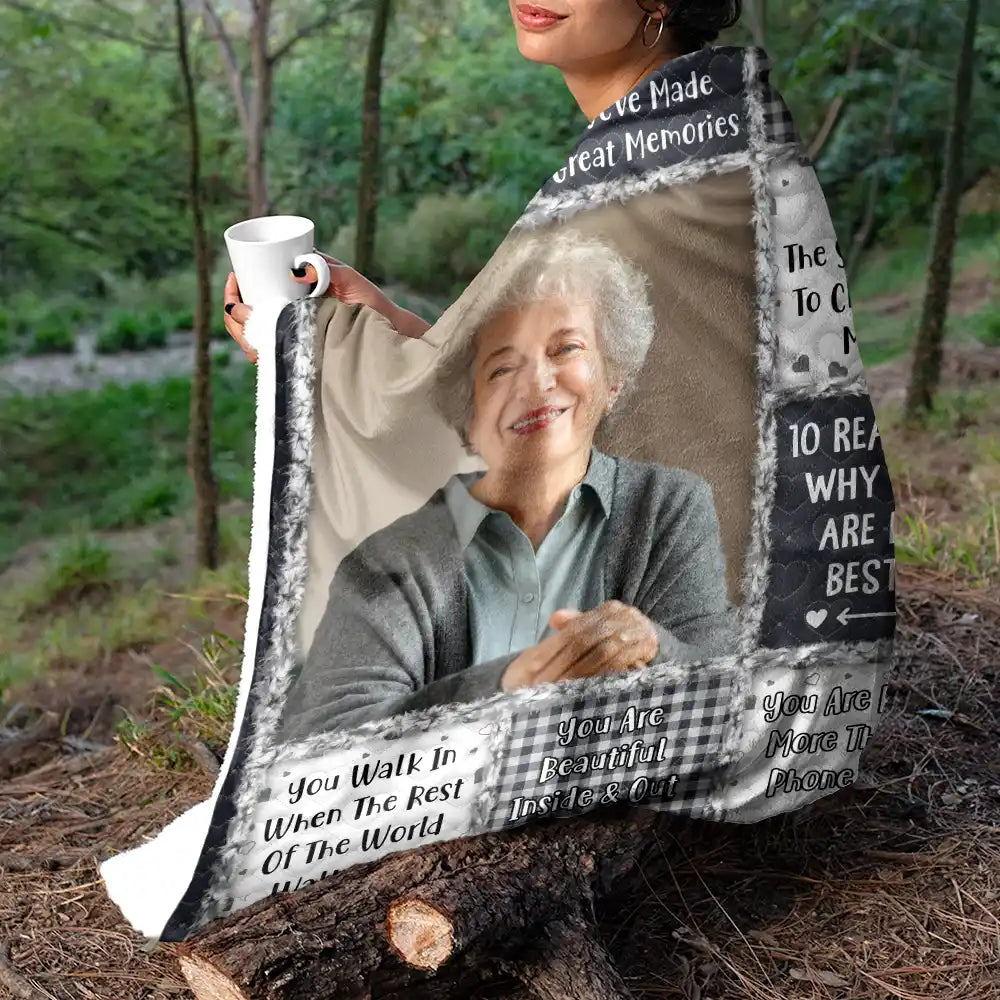 Gift For Bestie,Gift For Women,Christmas,Happy - Custom Photo 10 Reasons Why You Are My Bestie - Personalized Fleece Blanket, Sherpa Blanket