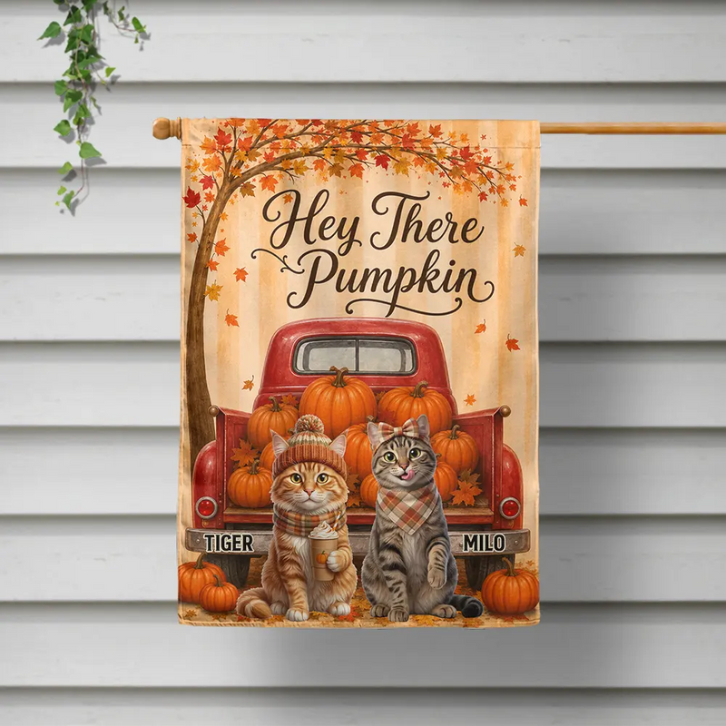 Art Design,Playful,Pet Lovers,Photo - 3D Human Pet Autumn Theme - Custom Photo 3D Autumn Concept Wonderful Time Of The Year - Personalized Flaga