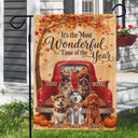 Art Design,Playful,Pet Lovers,Photo - 3D Human Pet Autumn Theme - Custom Photo 3D Autumn Concept Wonderful Time Of The Year - Personalized Flaga