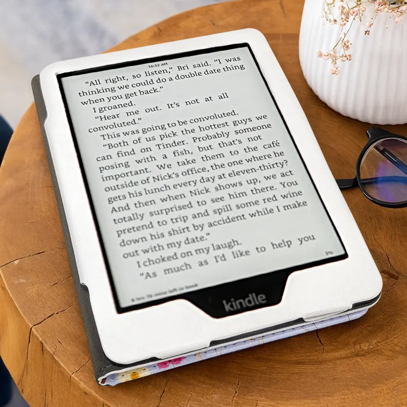 Art Design,Christmas,Cozy,Reading,Gift For Yourself,Photo - 3D Reading Woman & Man - Custom Photo 3D Book Lover Birth Month Flower - Personalized Kindle Paperwhite Case Kickstand