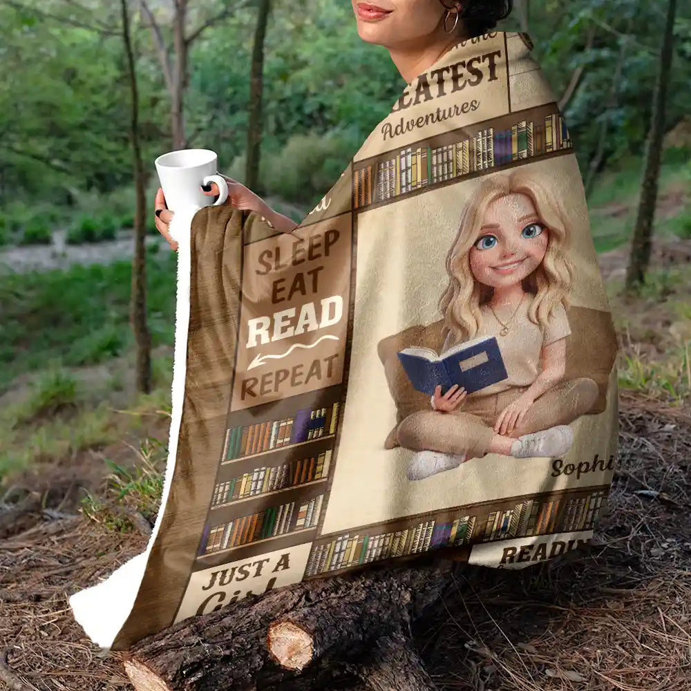 Art Design,Christmas,Cozy,Reading,Gift For Yourself,Photo - 3D Reading Woman & Man - Custom Photo 3D Book Lover My Reading Blanket I Am A Bookaholic - Personalized Fleece Blanket, Sherpa Blanket