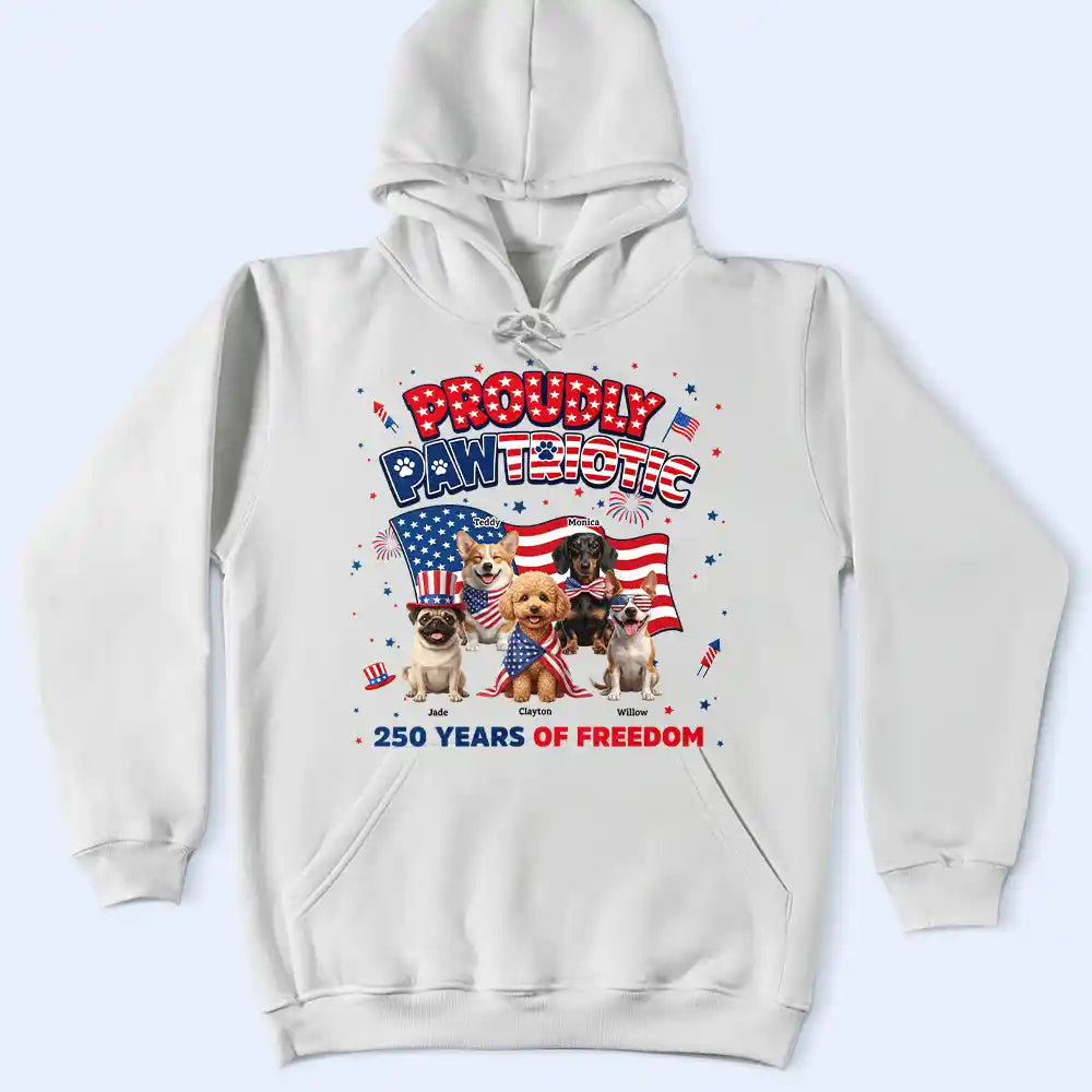 America 250th, Custom Photo, Independence Day, Art Design, Pet Lovers, Playful, Photo - US Theme Accessories 3D Cartoon - Custom Photo 3D Cartoon With US Accessories Proudly Pawtriotic 250 Years Of Freedom - Personalized T Shirt