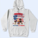 America 250th, Custom Photo, Independence Day, Art Design, Pet Lovers, Playful, Photo - US Theme Accessories 3D Cartoon - Custom Photo 3D Cartoon With US Accessories Proudly Pawtriotic 250 Years Of Freedom - Personalized T Shirt