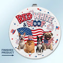 America 250th, Custom Photo, Independence Day, Art Design, Pet Lovers, Playful, Photo - US Theme Accessories 3D Cartoon - Custom Photo 3D Cartoon With US Accessories Red White Woof - Personalized Custom Shaped Acrylic Car Visor Clip