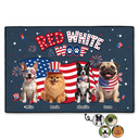 America 250th,Custom Photo,Independence Day,Art Design,Pet Lovers,Playful,Photo - US Theme Accessories 3D Cartoon - Custom Photo 3D Cartoon With US Accessories Red White Woof - Personalized Doormat