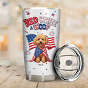 America 250th,Custom Photo,Independence Day,Art Design,Pet Lovers,Playful,Photo - US Theme Accessories 3D Cartoon - Custom Photo 3D Cartoon With US Accessories Red White Woof - Personalized Tumbler