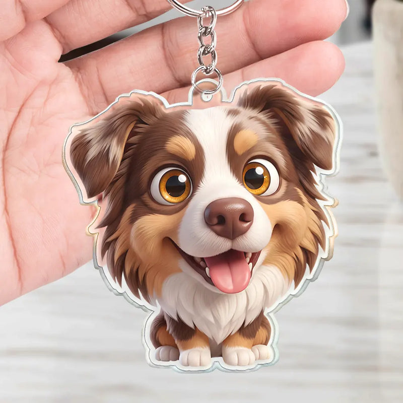 Adorable,Art Design,Pet Lovers,Photo - 3D Chibi Adorable Pet - Custom Photo 3D Chibi Pet Dog Cat Adorable - Personalized Acrylic Keychain