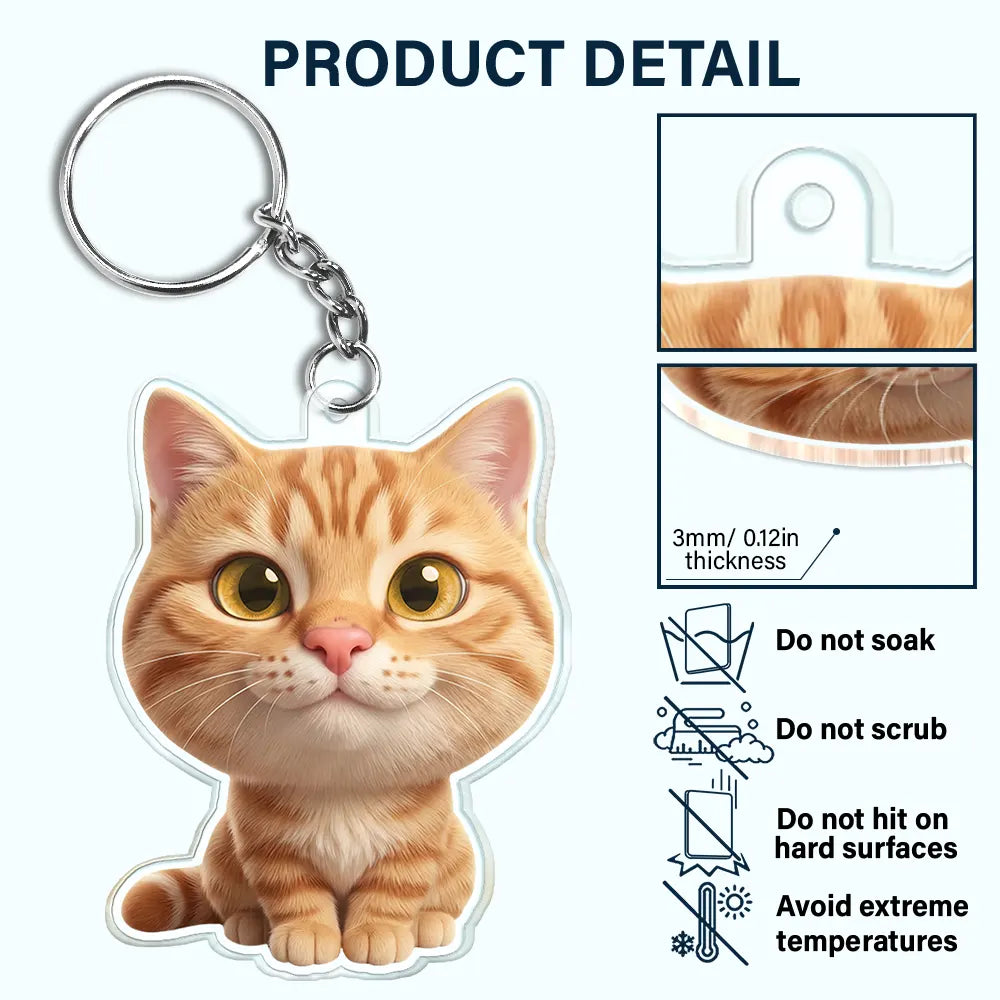 Adorable,Art Design,Pet Lovers,Photo - 3D Chibi Adorable Pet - Custom Photo 3D Chibi Pet Dog Cat Adorable - Personalized Acrylic Keychain