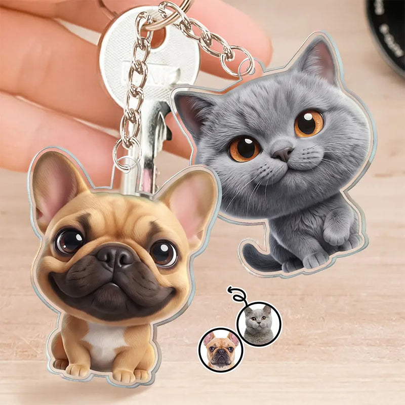 Adorable,Art Design,Pet Lovers,Photo - 3D Chibi Adorable Pet - Custom Photo 3D Chibi Pet Dog Cat Adorable - Personalized Acrylic Keychain