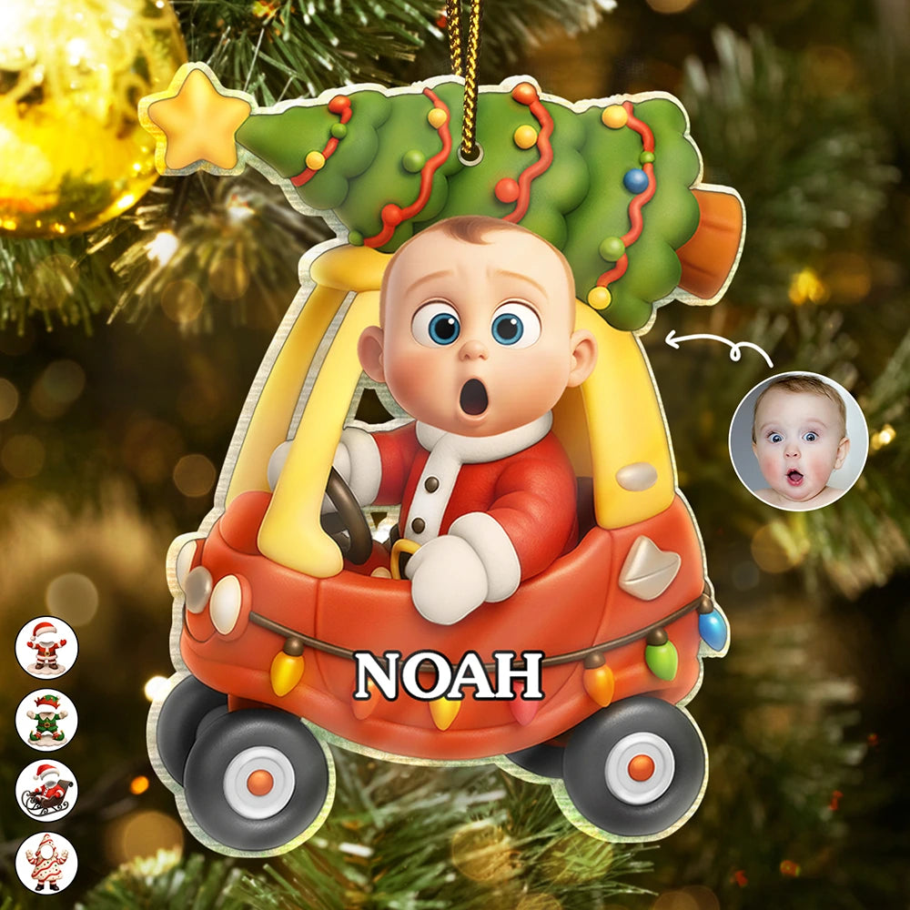 Custom Photo 3D Effect Face Art Funny Baby Kid - Personalized Custom Shaped Acrylic Ornament