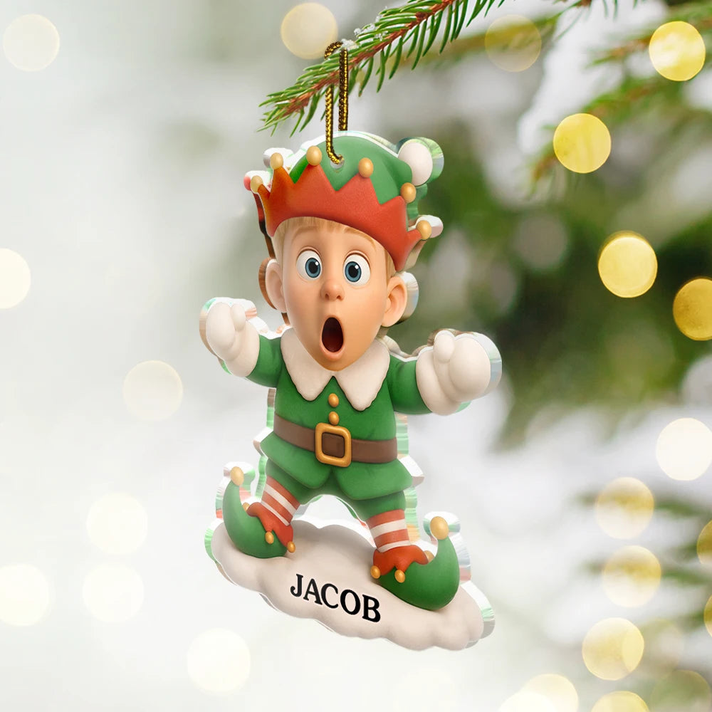 New baby, New Mom, New Dad, Funny, Parents, Gift For Kids, Christmas - Custom Photo 3D Effect Face Art Funny Baby Kid - Personalized Custom Shaped Acrylic Ornament