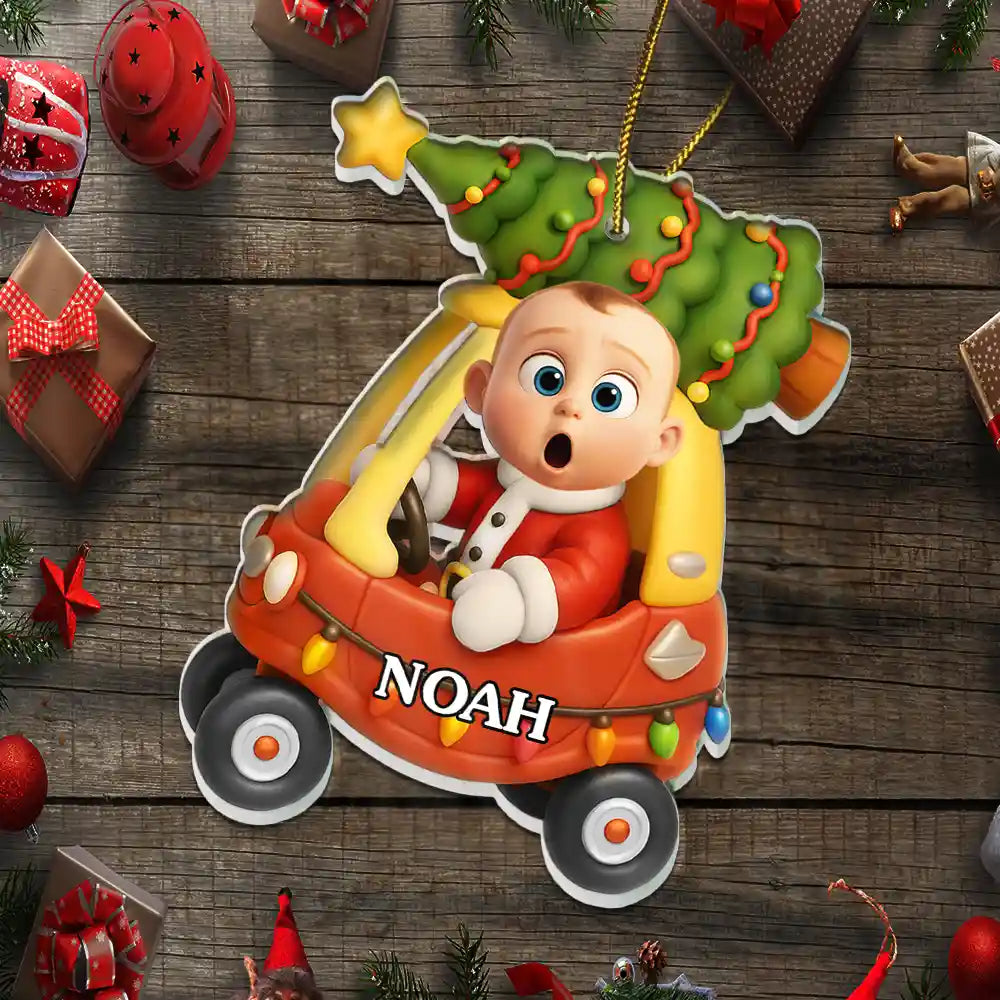 New baby, New Mom, New Dad, Funny, Parents, Gift For Kids, Christmas - Custom Photo 3D Effect Face Art Funny Baby Kid - Personalized Custom Shaped Acrylic Ornament