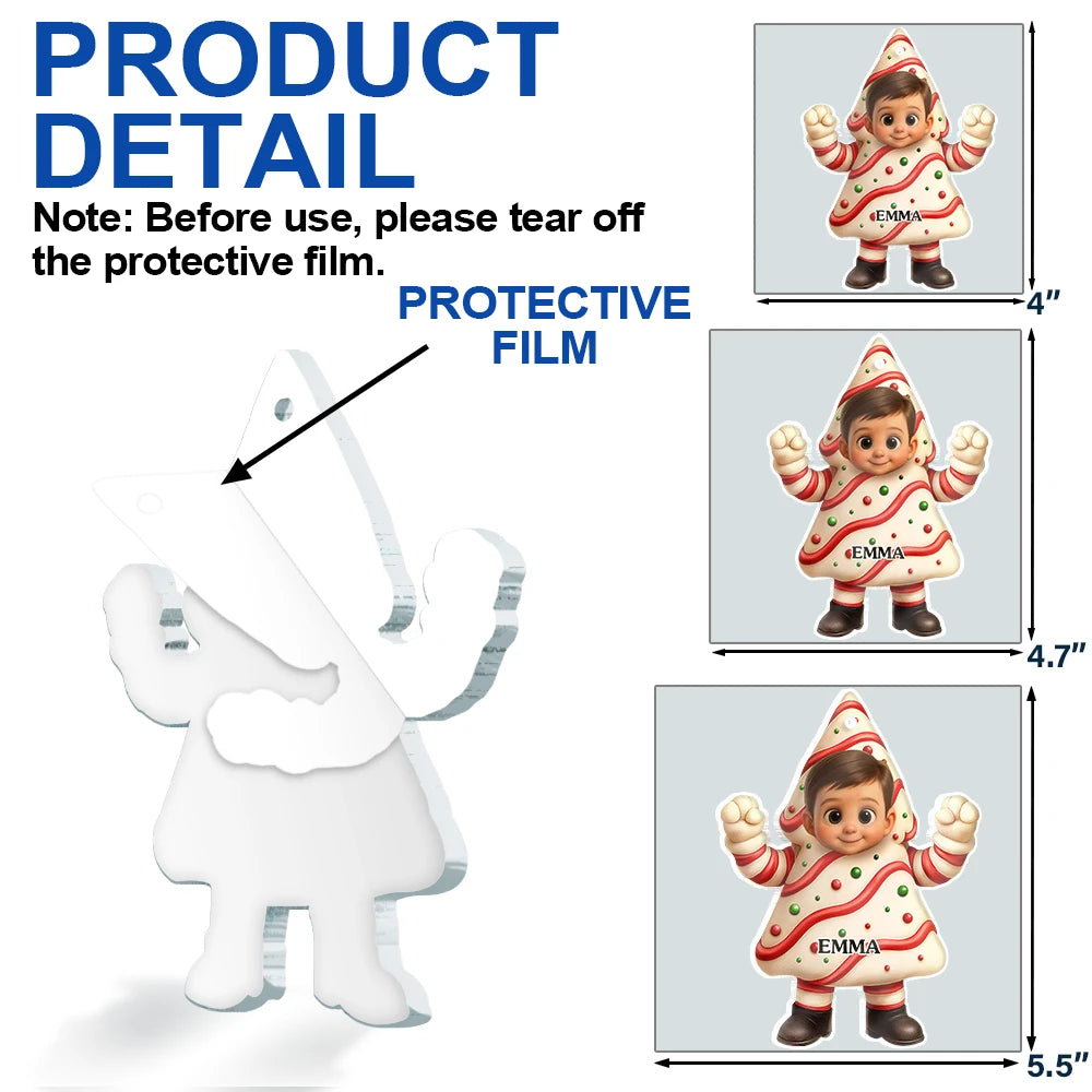 New baby, New Mom, New Dad, Funny, Parents, Gift For Kids, Christmas - Custom Photo 3D Effect Face Art Funny Baby Kid - Personalized Custom Shaped Acrylic Ornament