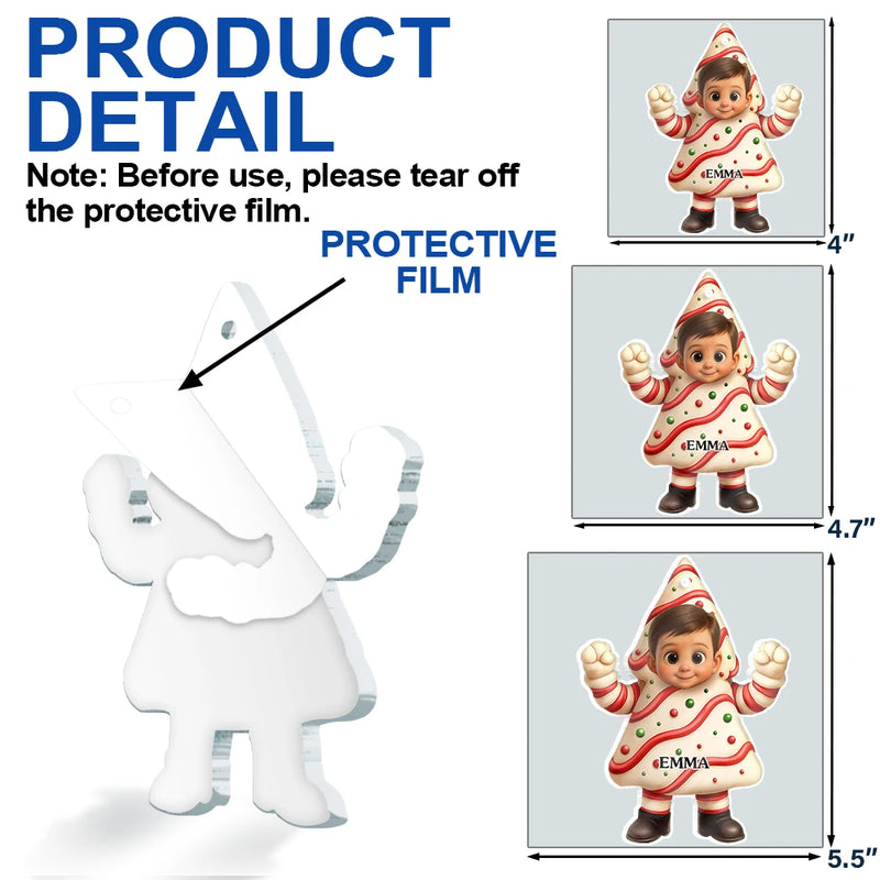 New baby, New Mom, New Dad, Funny, Parents, Gift For Kids, Christmas - Custom Photo 3D Effect Face Art Funny Baby Kid - Personalized Custom Shaped Acrylic Ornament