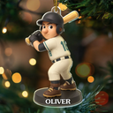 Happy, Christmas, Baseball, Gift For Kids, Gift For Yourself - Custom Photo 3D Effect Figure Art Baseball Lover - Personalized Custom Shaped Acrylic Ornament