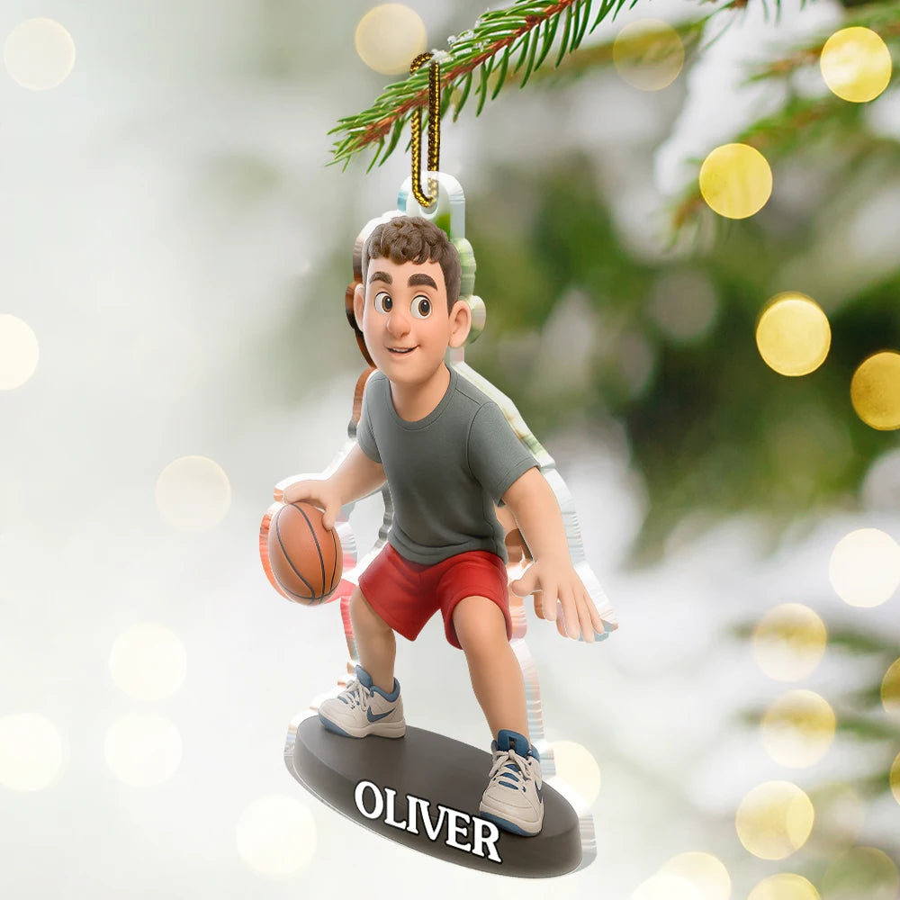 Basketball, Gift For Yourself, Gift For Men, Gift For Women, Gift For Kids - Custom Photo 3D Effect Figure Art Basketball Lover - Personalized Custom Shaped Acrylic Ornamenta