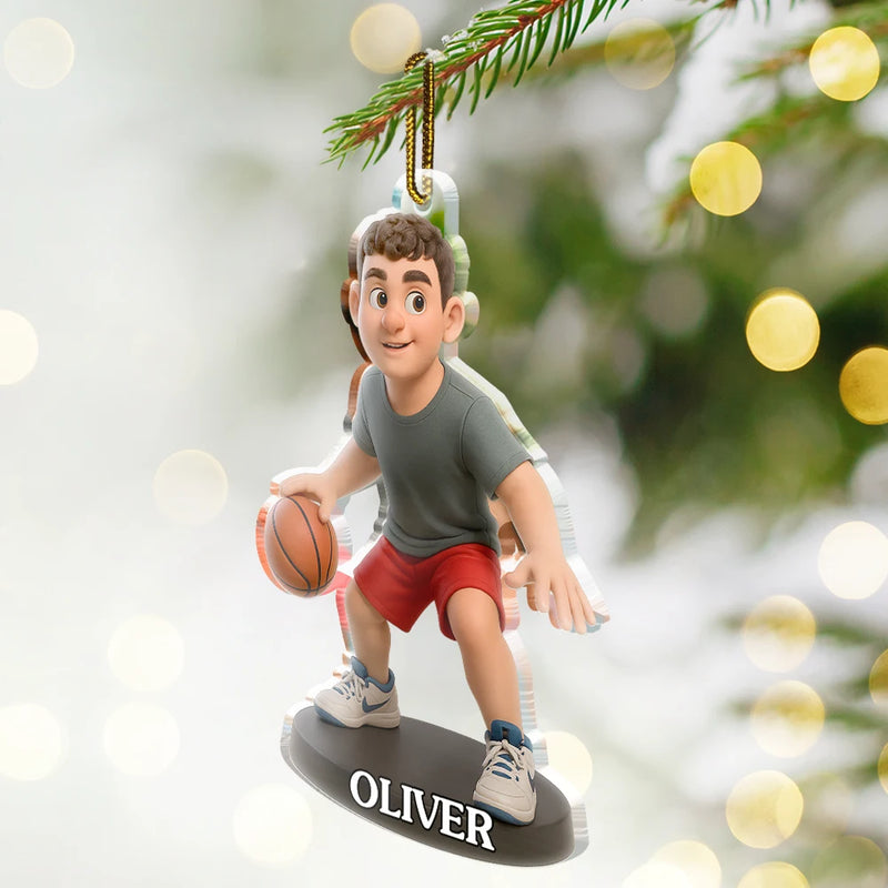 Basketball, Gift For Yourself, Gift For Men, Gift For Women, Gift For Kids - Custom Photo 3D Effect Figure Art Basketball Lover - Personalized Custom Shaped Acrylic Ornamenta