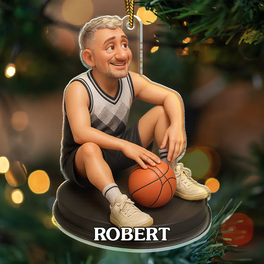 Basketball, Gift For Yourself, Gift For Men, Gift For Women, Gift For Kids - Custom Photo 3D Effect Figure Art Basketball Lover - Personalized Custom Shaped Acrylic Ornamenta