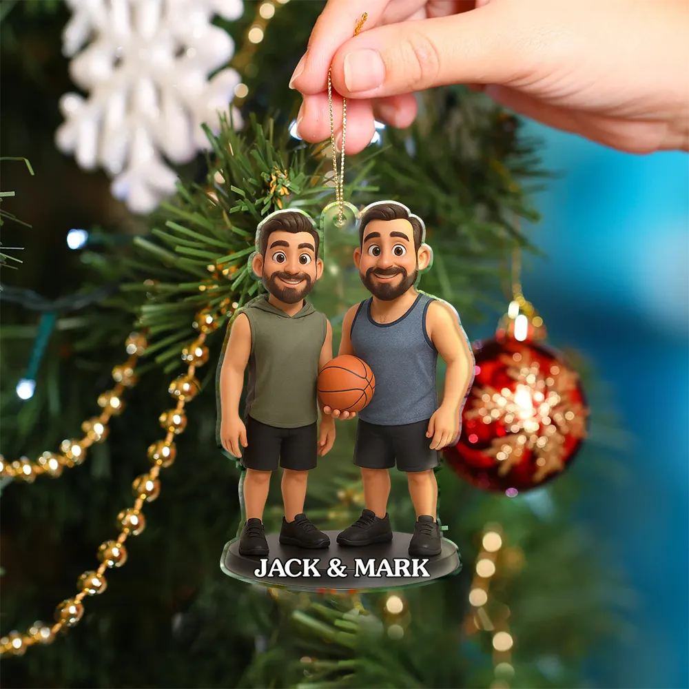 Basketball, Gift For Yourself, Gift For Men, Gift For Women, Gift For Kids - Custom Photo 3D Effect Figure Art Basketball Lover - Personalized Custom Shaped Acrylic Ornamenta