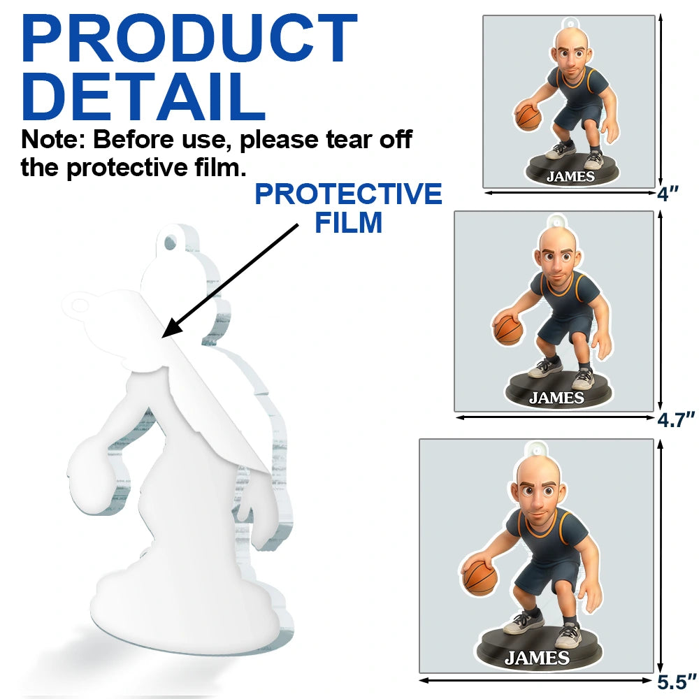 Basketball, Gift For Yourself, Gift For Men, Gift For Women, Gift For Kids - Custom Photo 3D Effect Figure Art Basketball Lover - Personalized Custom Shaped Acrylic Ornamenta