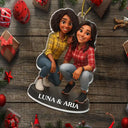 Happy, Gift For Bestie, Gifts For Colleagues, Gift For Sisters, Christmas - Custom Photo 3D Effect Figure Art Besties - Personalized Custom Shaped Acrylic Ornament