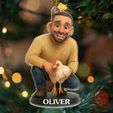 Farm, Gift For Yourself, Gift For Women, Gift For Men, Happy, Christmas - Custom Photo 3D Effect Figure Art Chicken Farmer - Personalized Custom Shaped Acrylic Ornament