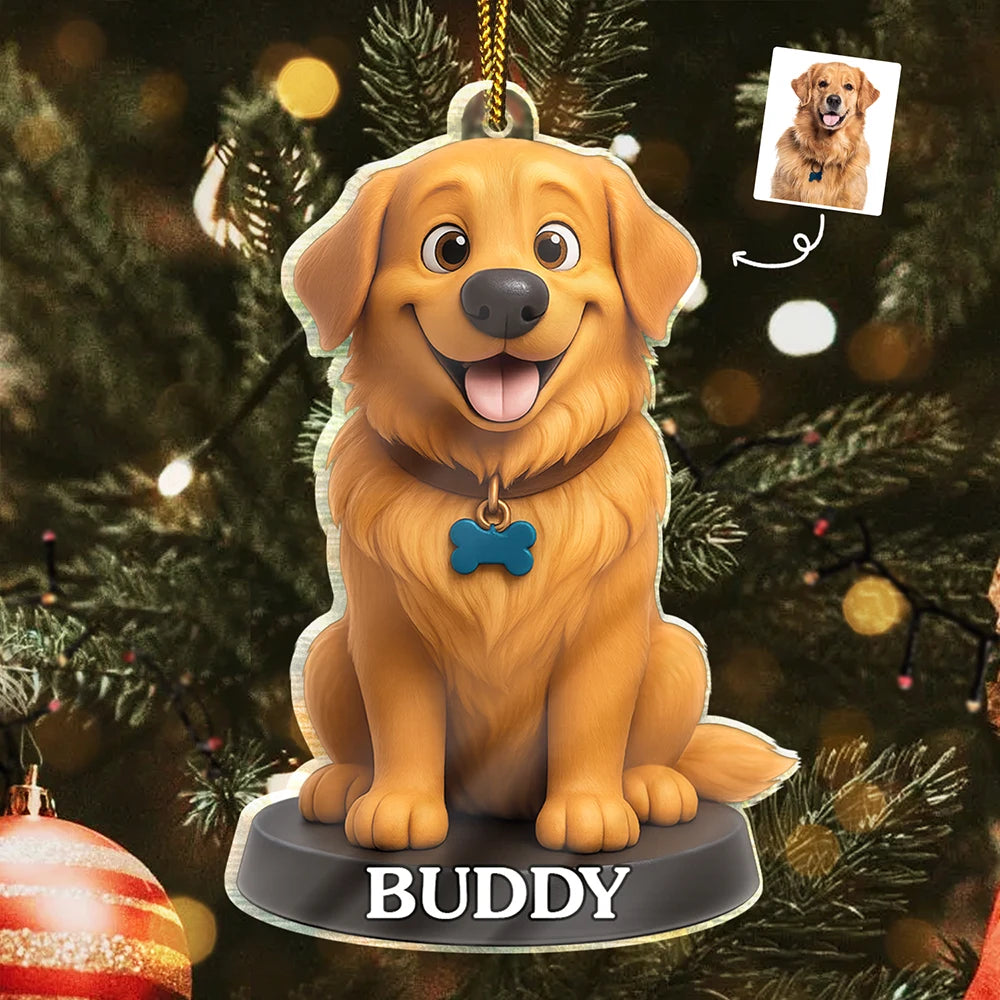 Custom Photo 3D Effect Figure Art Dog Cat Pet - Personalized Custom Shaped Acrylic Ornament