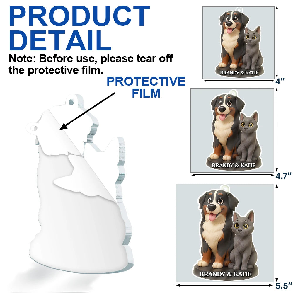 Dog Lovers,Pet Lovers,Cat Lovers,Funny,Christmas - Custom Photo 3D Effect Figure Art Dog Cat Pet - Personalized Custom Shaped Acrylic Ornament