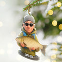 Funny, Christmas, Fishing, Gift For Yourself, Gift For Women, Gift For Men - Custom Photo 3D Effect Figure Art Fishing Fisherman - Personalized Custom Shaped Acrylic Ornament