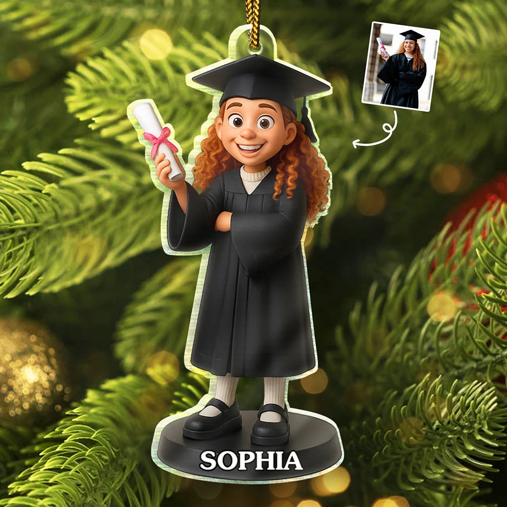 Custom Photo 3D Effect Figure Art Graduation - Personalized Custom Shaped Acrylic Ornament