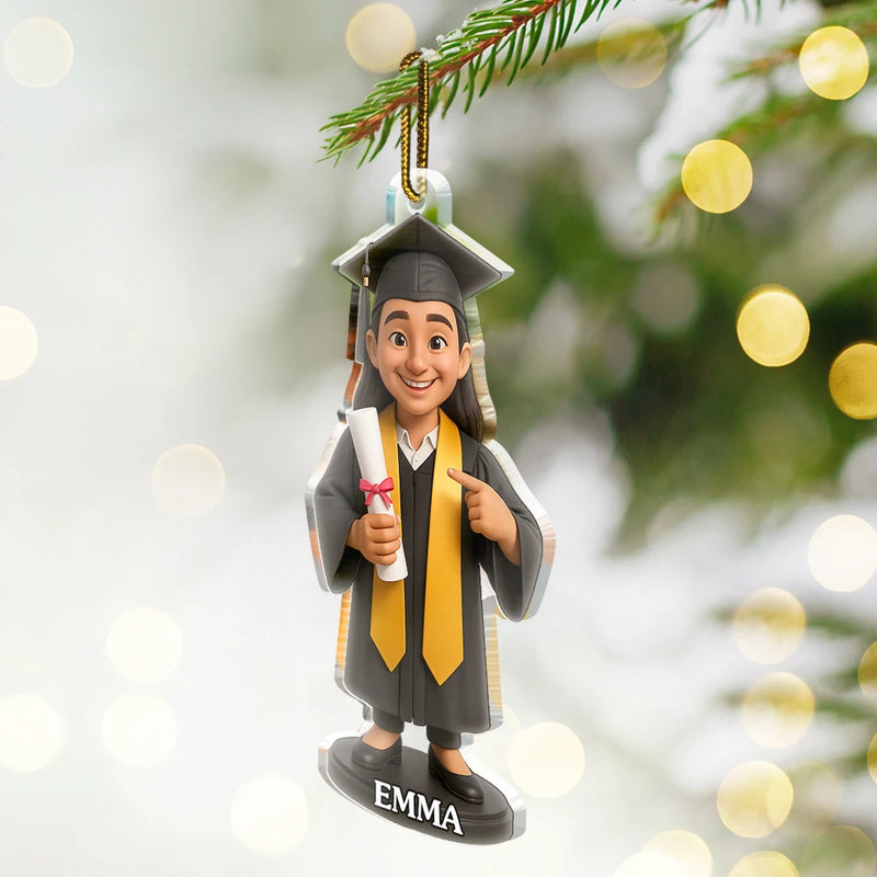 Christmas, Happy, Graduation, Gift For Yourself, Gift For Daughter, Gift For Son - Custom Photo 3D Effect Figure Art Graduation - Personalized Custom Shaped Acrylic Ornament