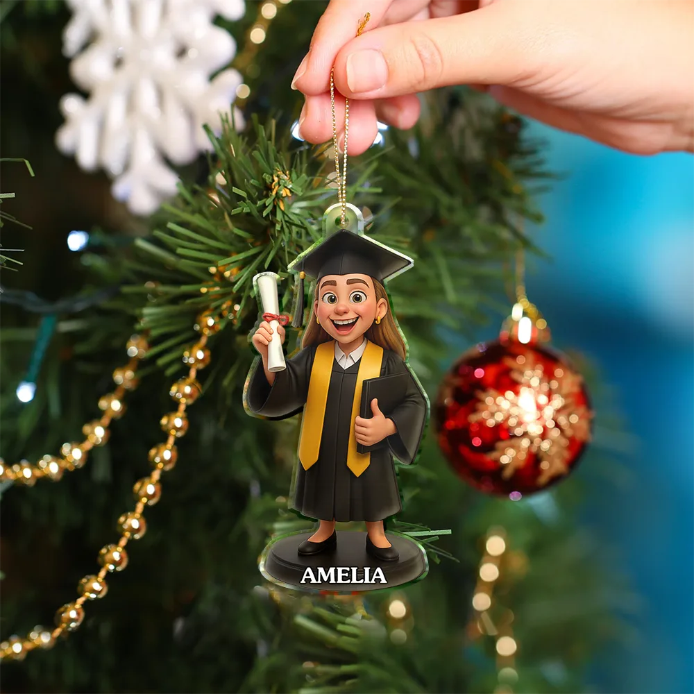 Christmas, Happy, Graduation, Gift For Yourself, Gift For Daughter, Gift For Son - Custom Photo 3D Effect Figure Art Graduation - Personalized Custom Shaped Acrylic Ornament